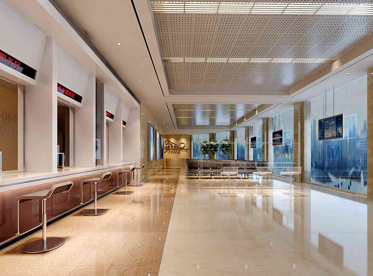 遠離鬧市的銀行營業(yè)廳休息椅的裝修設(shè)計