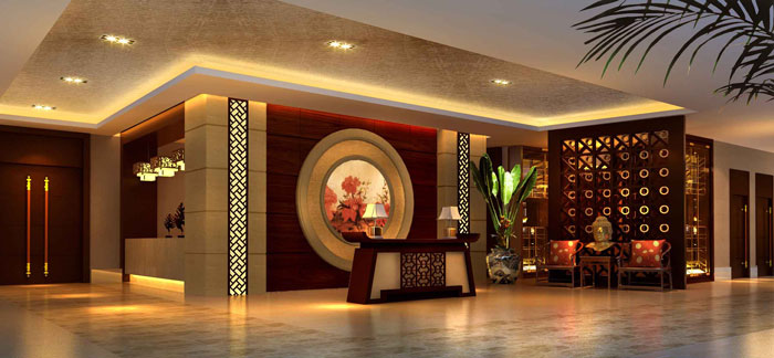 中式私房菜餐廳前臺裝修設計案例效果圖