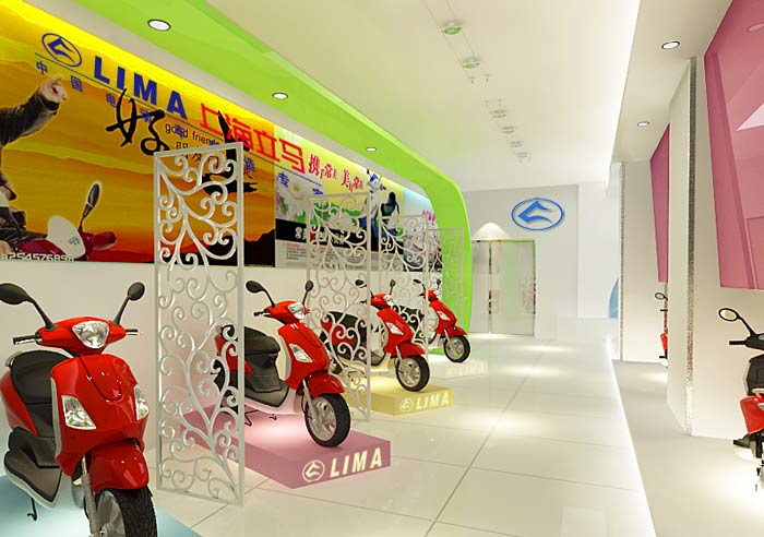 電動車銷售展示區域裝修設計案例效果圖