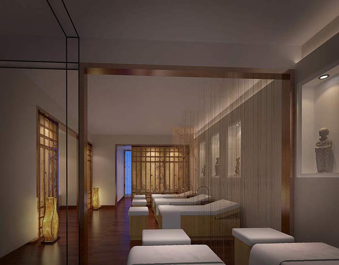 中山養(yǎng)生會所按摩室裝修設計案例效果圖