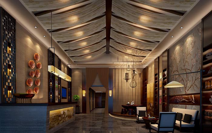 中山養(yǎng)生會所前臺裝修設計案例效果圖