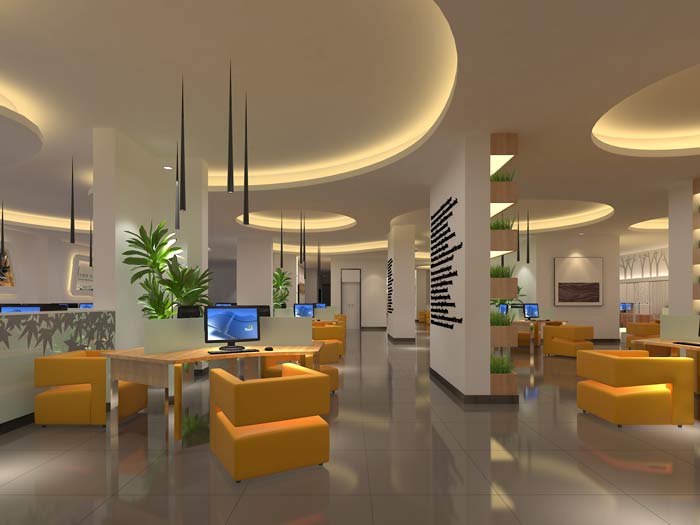 杭州布卡網咖會所背景墻裝修設計案例效果圖