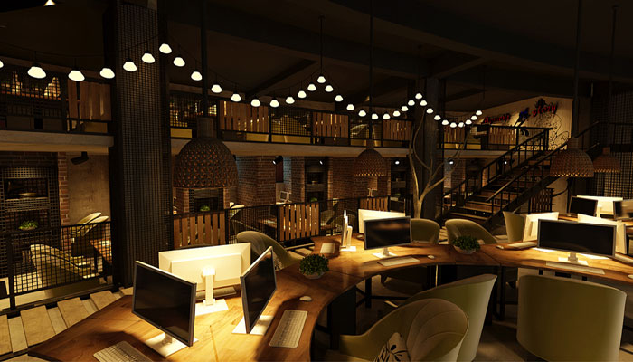 月軒網(wǎng)咖作戰(zhàn)區(qū)裝修設計效果圖
