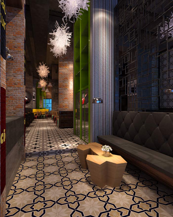 茉莉主題餐廳走廊裝修設計案例效果圖