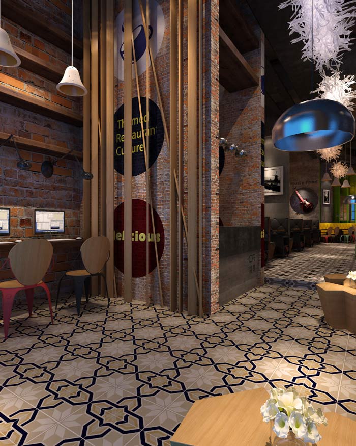 茉莉主題餐廳電腦區域裝修設計案例效果圖