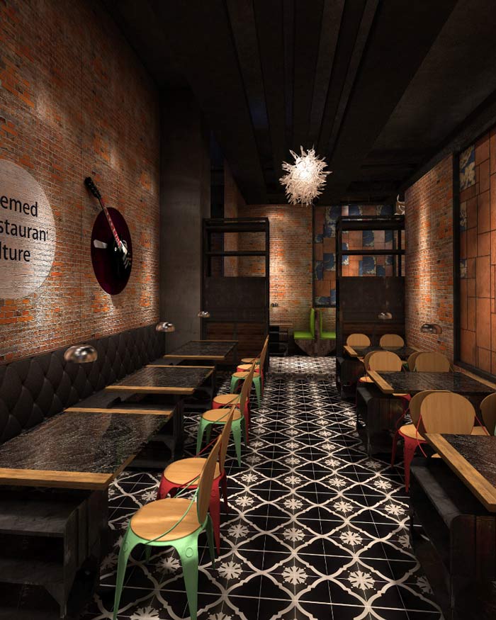 茉莉主題餐廳地板裝修設計案例效果圖