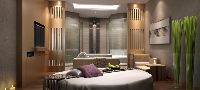 現(xiàn)代、古典混搭美容院電視背景墻裝修設(shè)計案例效果圖