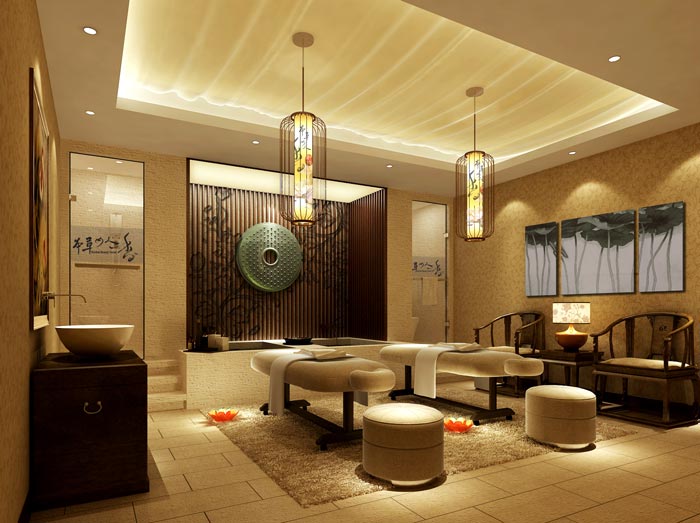 現(xiàn)代、古典混搭美容院按摩房裝修設(shè)計案例效果圖