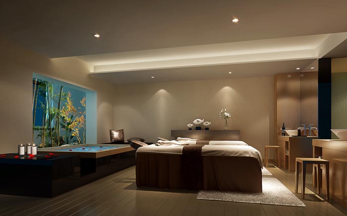 現(xiàn)代、古典混搭美容院浴池裝修設(shè)計案例效果圖