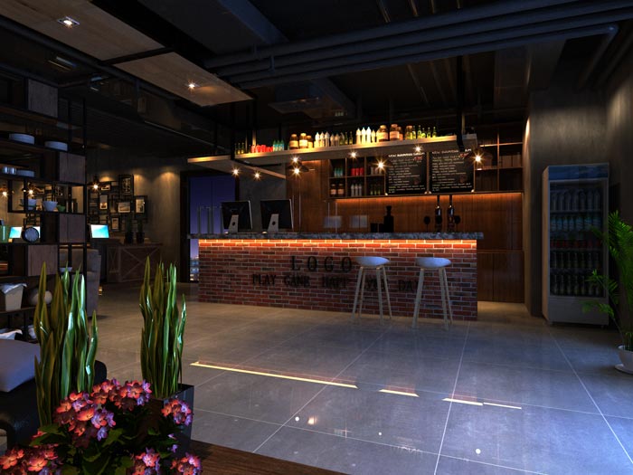 網咖前臺區域裝修設計案例效果圖