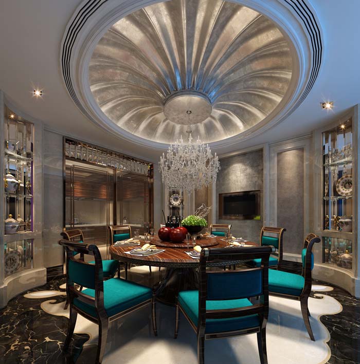 新古典別墅餐廳裝修設計案例效果圖