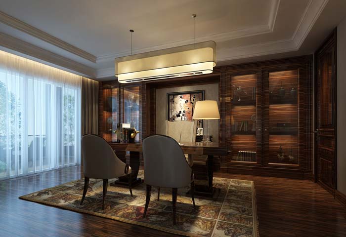 新古典別墅書房裝修設計案例效果圖