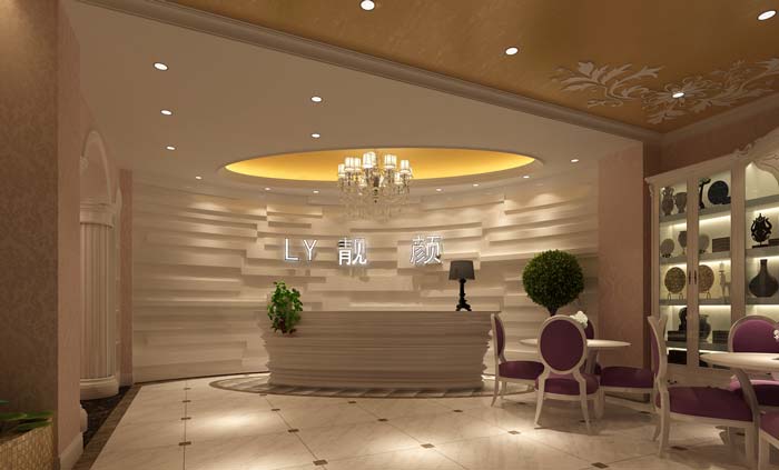 溫馨、浪漫美容院前臺(tái)裝修設(shè)計(jì)案例效果圖