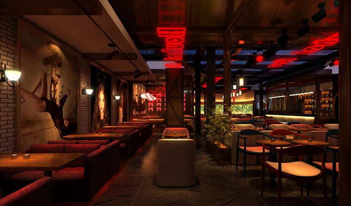 情侶、商務、聚餐、休閑酒吧大廳裝修設計案例效果圖