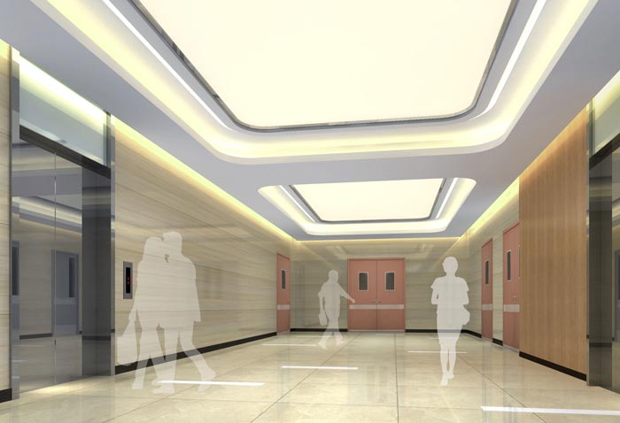 人民醫院室內電梯區域裝修設計案例效果圖
