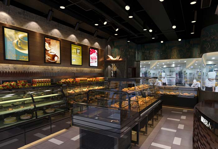 杭州時尚蛋糕店背景墻裝修設計案例效果圖