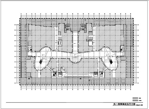 商場深化設計施工圖負一層隔斷定位尺寸圖