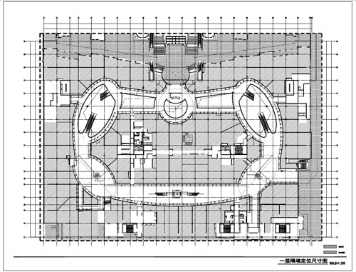 商場深化設計施工圖一層隔斷定位尺寸圖