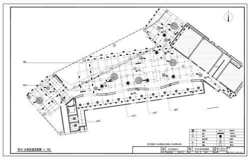 青少年活動中心施工圖深化設計C區1層公共區域頂面圖