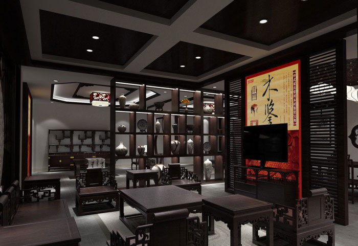 木業家居展廳展示A區域裝修設計案例效果圖