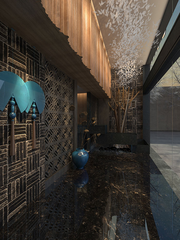 時而驚奇、時而陶醉的烤魚店過道裝修設計方案效果圖