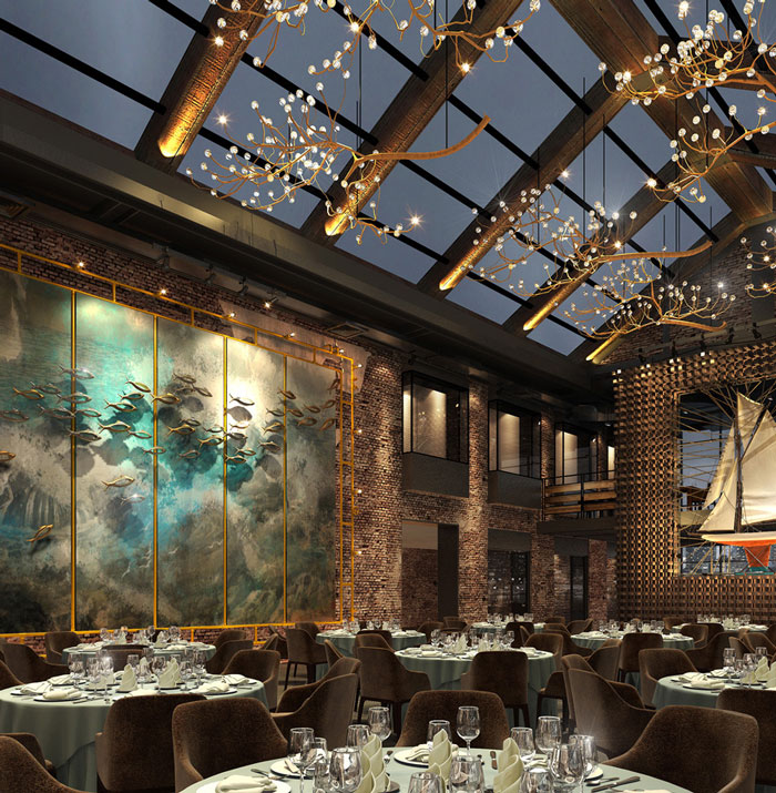 自然、素樸的餐廳就餐區(qū)域裝修設(shè)計(jì)方案效果圖