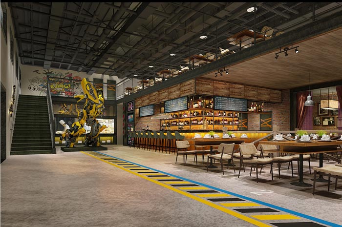 工業(yè)主題餐廳前臺裝修設(shè)計效果圖