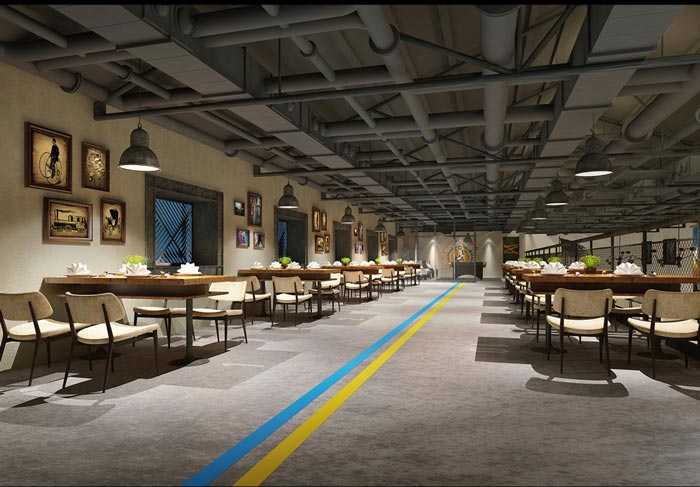 工業(yè)主題餐廳大廳裝修設(shè)計效果圖