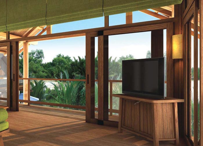 私人度假酒店客房推拉窗裝修設計案例效果圖