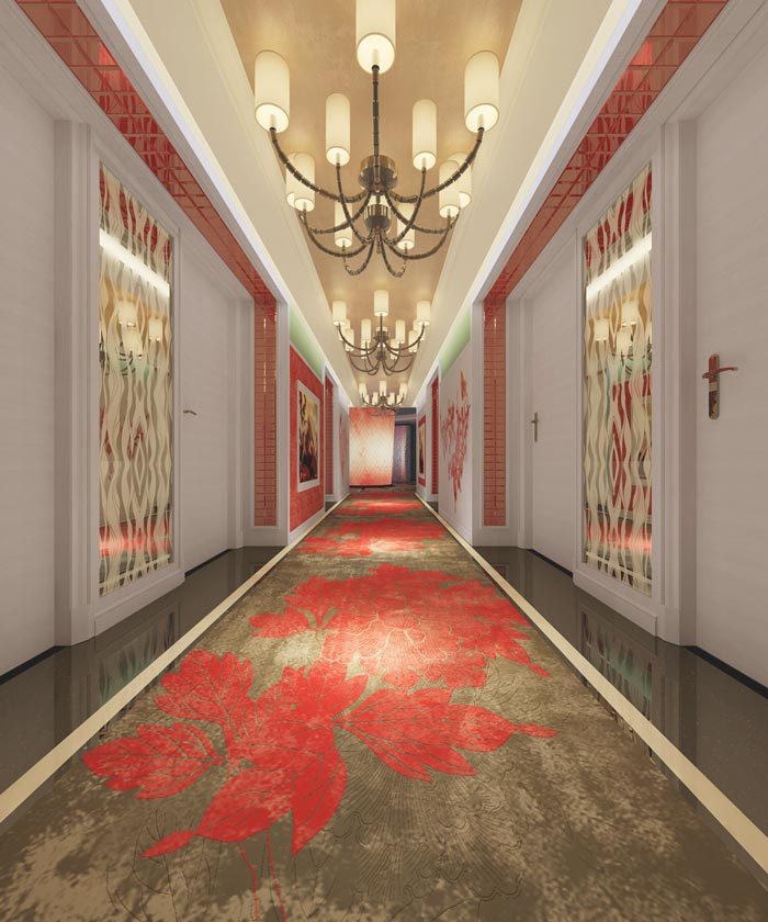 情侶主題酒店走廊裝修設計案例效果圖