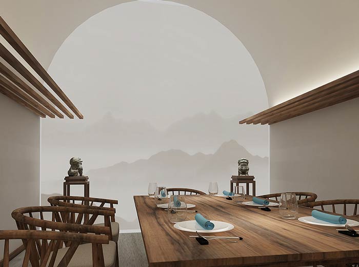 窯洞主題餐廳美景裝修設計效果圖