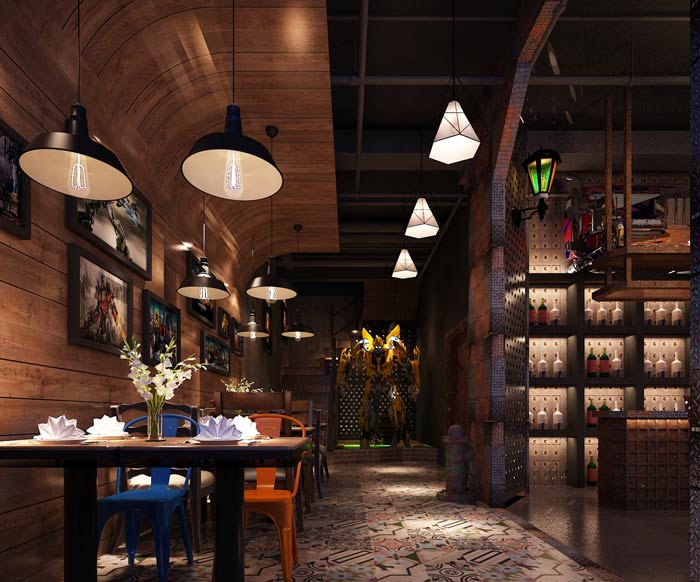 變形金剛主題餐廳一樓左側裝修設計效果圖