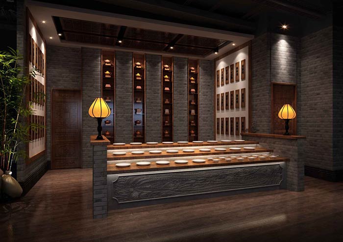 中式火鍋店調料區裝修設計效果圖