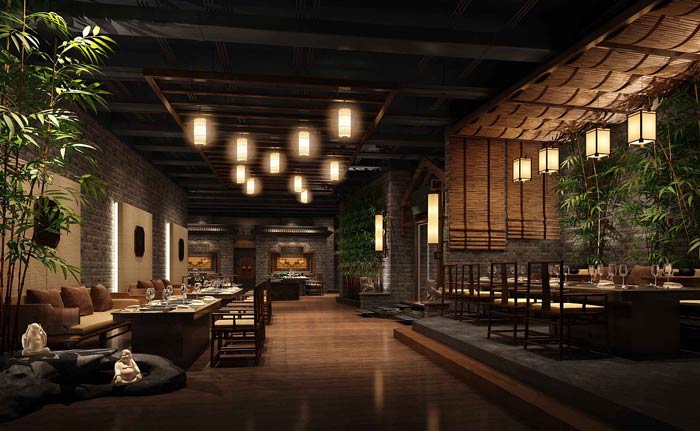 中式火鍋店餐區裝修設計效果圖