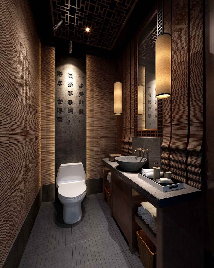中式火鍋店洗手間裝修設計效果圖