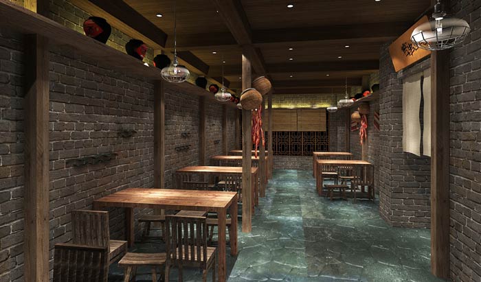特色燒烤店餐區裝修設計效果圖