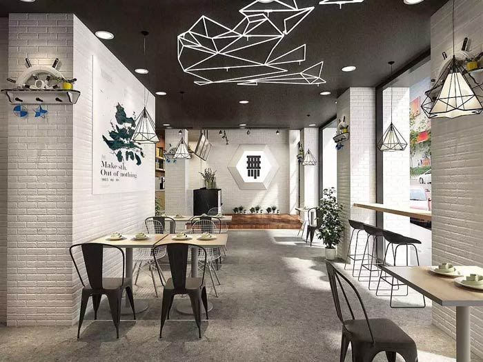 茶飲茶餐廳餐區裝修設計效果圖