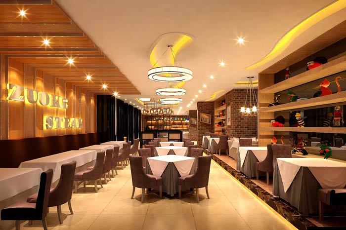 牛排西餐廳餐區裝修設計效果圖