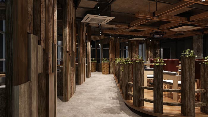 咖啡館二樓過(guò)道裝修設(shè)計(jì)效果圖