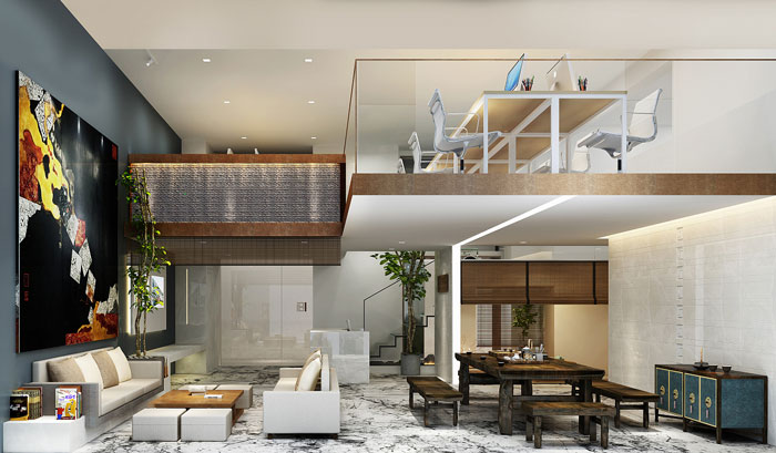 loft風格辦公室接待區裝修設計效果圖