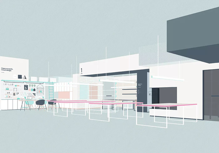 長方形辦公室平面效果表現圖