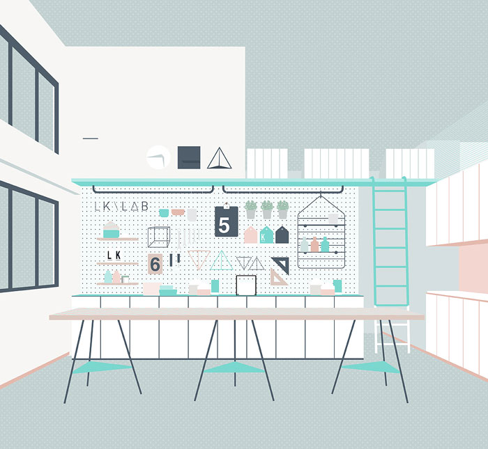 長方形辦公室平面效果表現圖