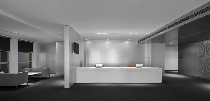 企業(yè)總部辦公樓二樓前臺裝修設計效果圖