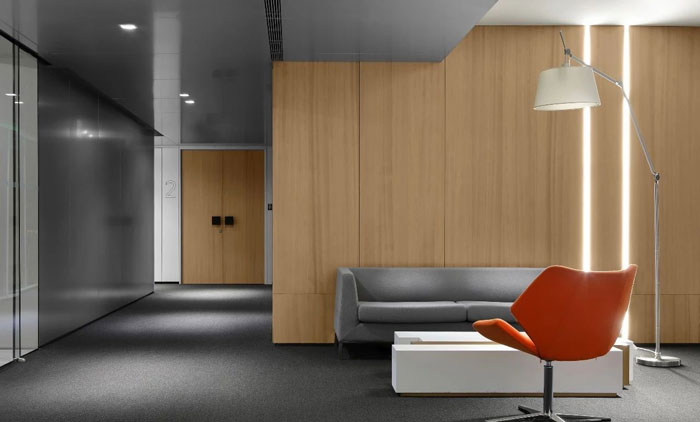 企業(yè)總部辦公樓二樓接待區(qū)裝修設計效果圖