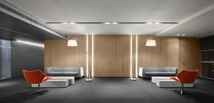 企業(yè)總部辦公樓二樓接待區(qū)裝修設計效果圖