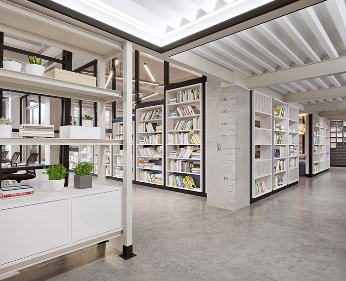 家居公司辦公室閱讀區裝修設計效果圖
