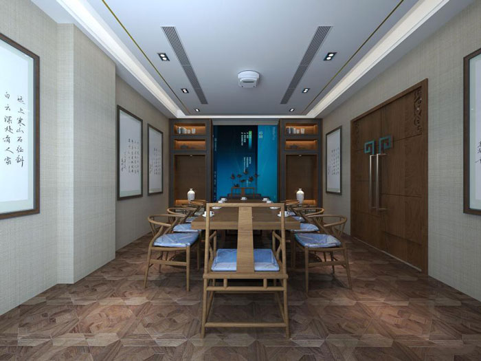 杭州中式辦公室會議室裝修設(shè)計效果圖