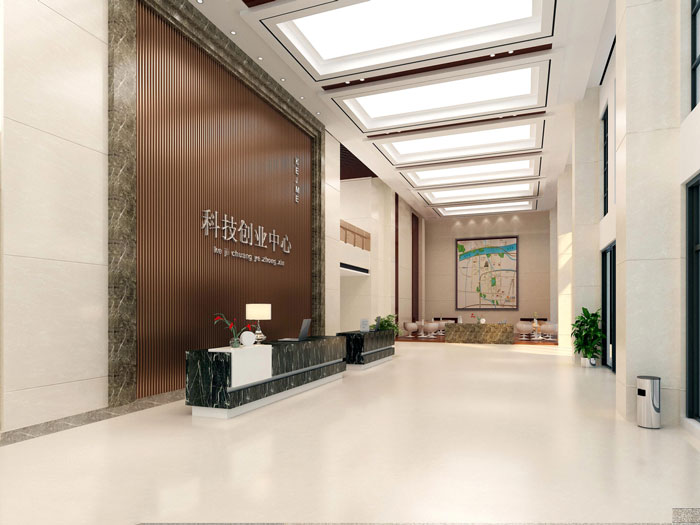 企業孵化器辦公室前臺大廳裝修設計效果圖