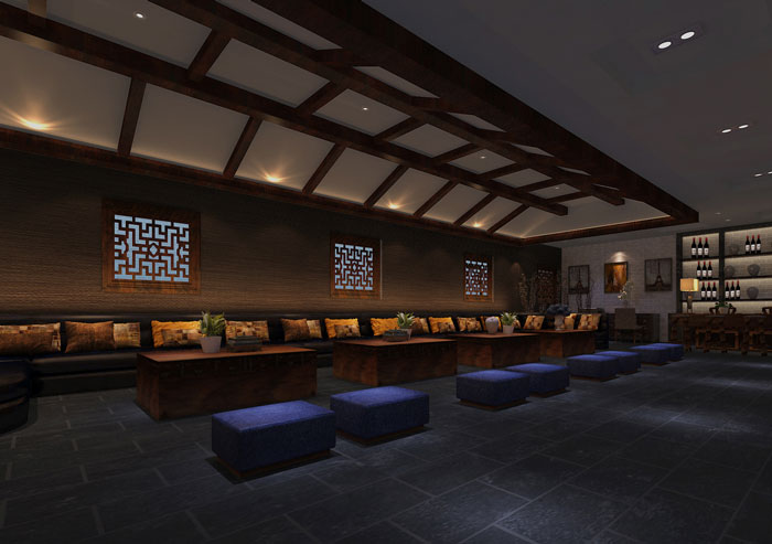 中式辦公室休息區裝修設計效果圖