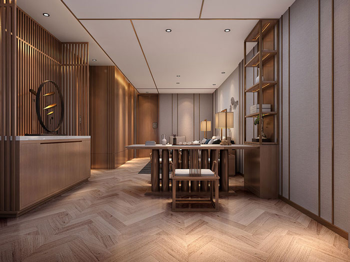 新中式辦公室接待區設計效果圖